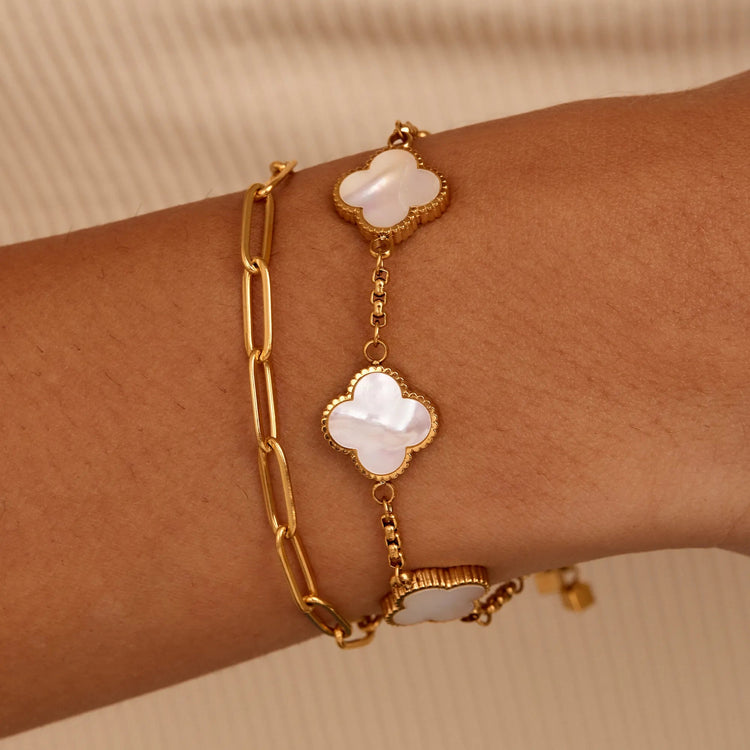Mother Of Pearl Clover Bracelet — view 4