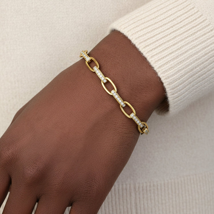 Interlinked Diamond Paperclip Bracelet — view 2