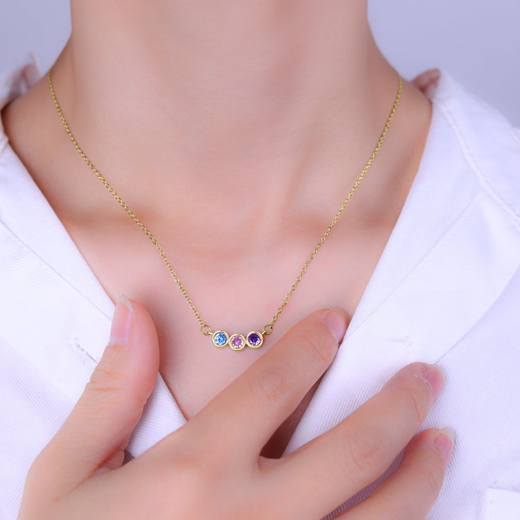 Dainty Family Birthstones Necklace — view 2