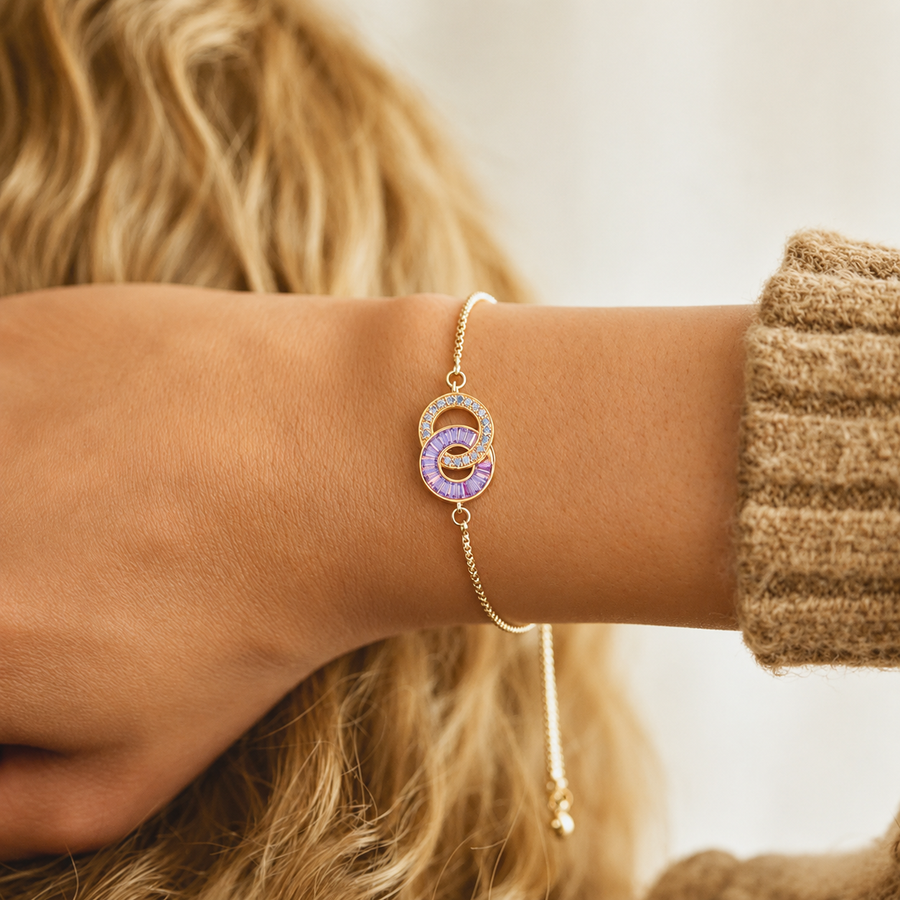 Birthstone bracelet on the wrist
