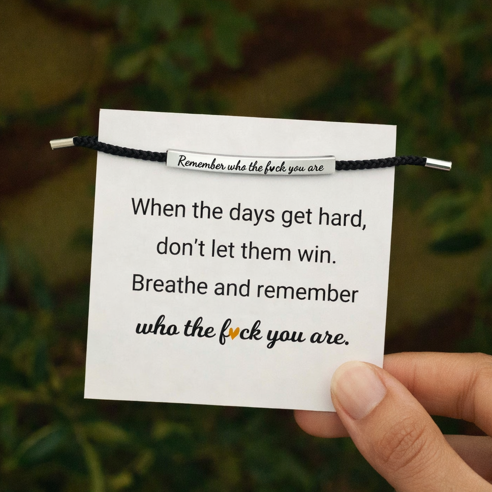Black and Silver bracelet, second message, on card