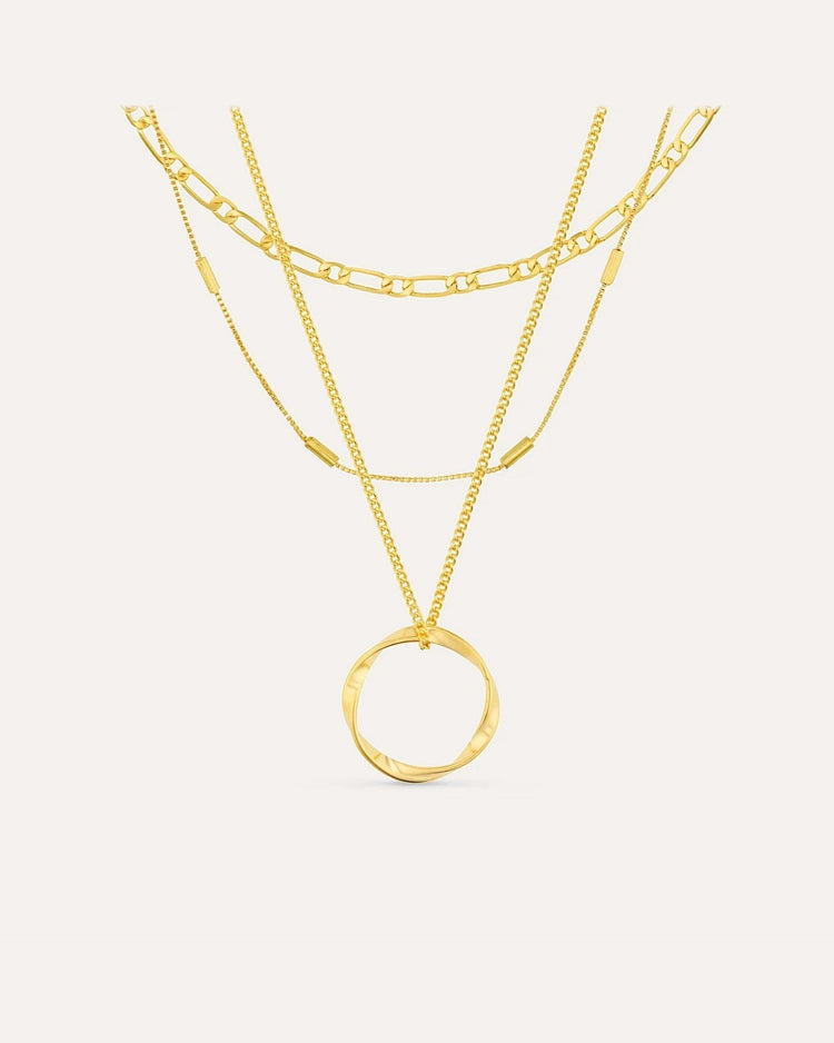 Open Circle Three Row Necklace by MATCHIN