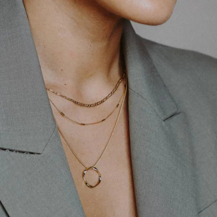 Open Circle Three Row Necklace — view 2