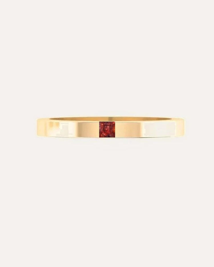 Princess-Cut Birthstone Band Ring in gold, your birthstone set in the band