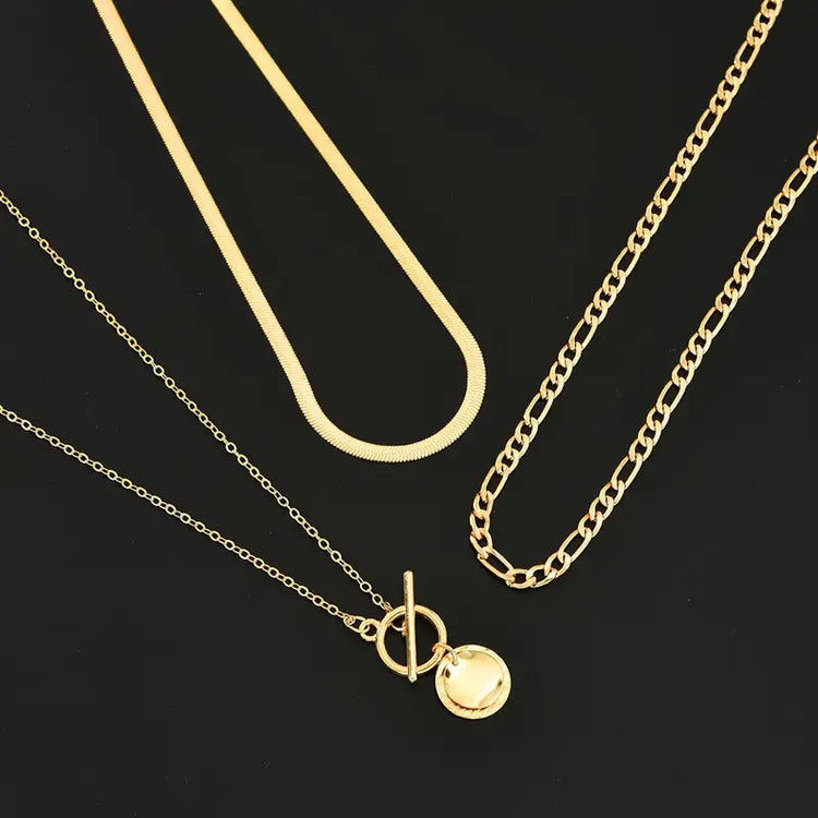 Savira Textured Coin Layered Necklace — view 5