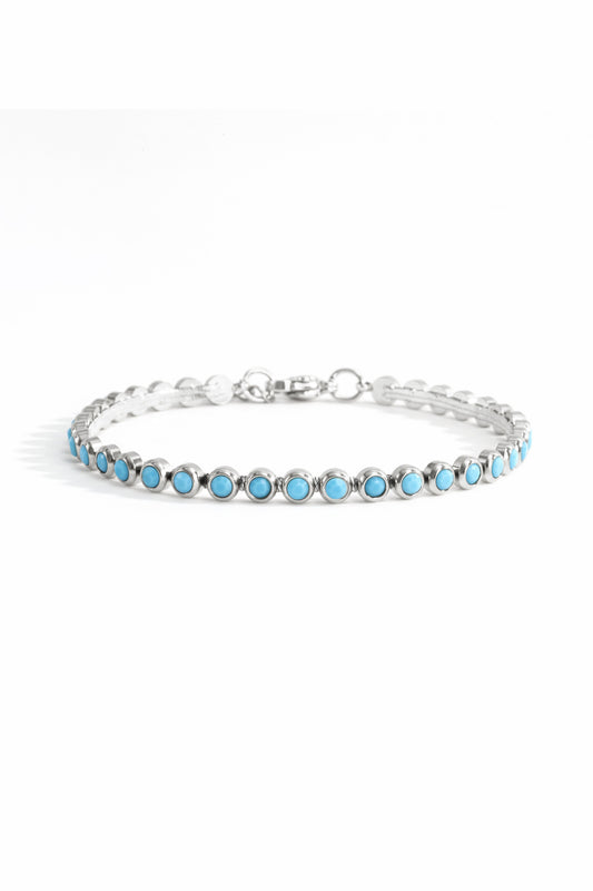 Turquoise Bezel Set Tennis Bracelet — view 5