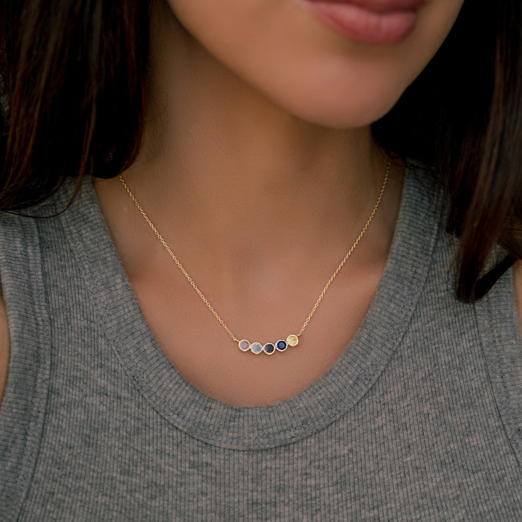 Dainty Family Birthstones Necklace — view 9
