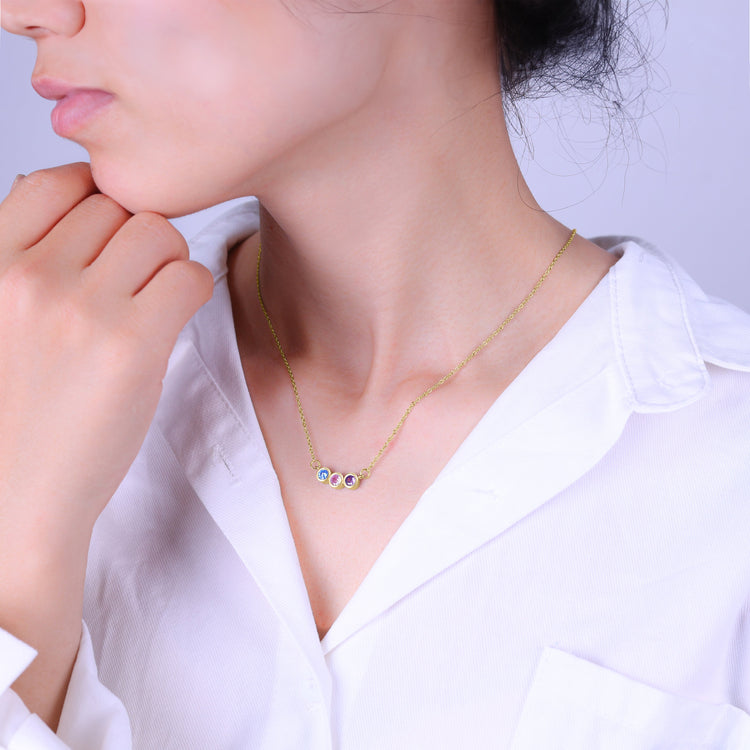 Dainty Family Birthstones Necklace — view 10