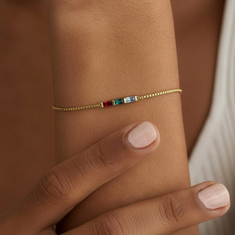Dainty Baguette Birthstone Bracelet — view 2