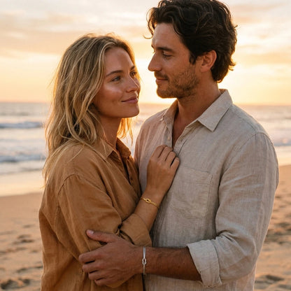 Couple wearing the Forever Knot Bracelet