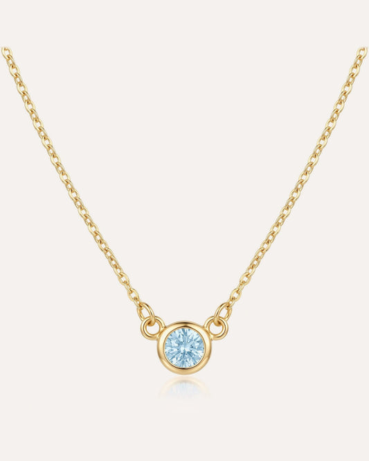 Dainty Family Birthstones Necklace in gold with one birthstone set in a gently curved bar