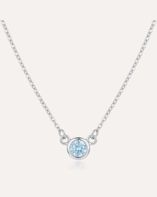 Dainty Family Birthstones Necklace in sterling silver with one birthstone