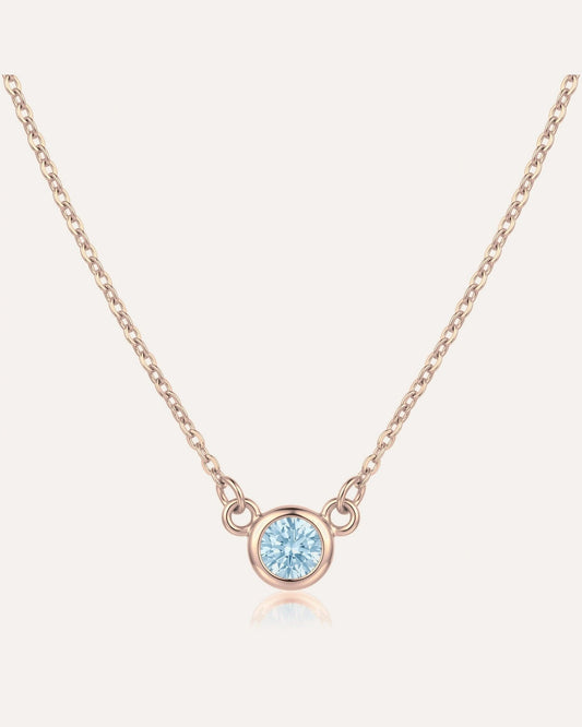 Dainty Family Birthstones Necklace in rose gold with one birthstone