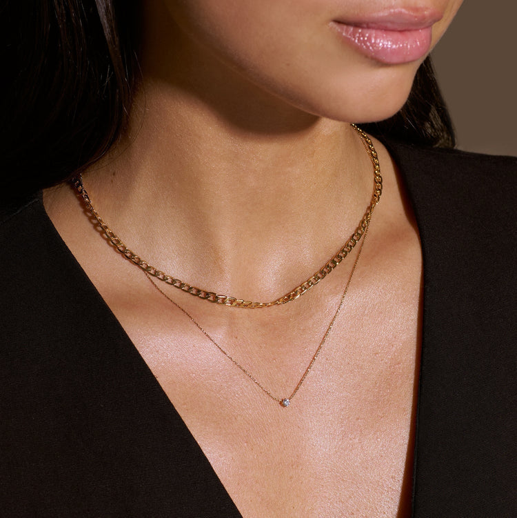 Flat Link Curb Chain Necklace — view 4