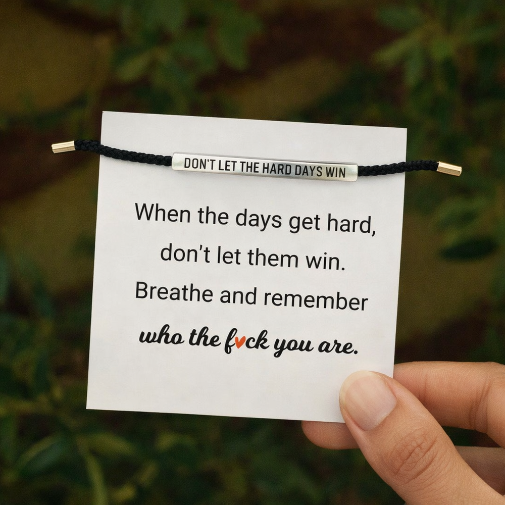 Black and Silver bracelet on message card