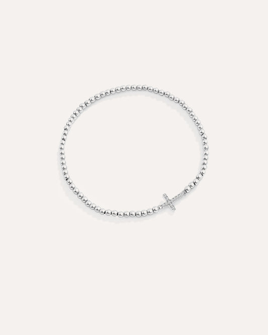 Gold Beaded Cross Stretch Bracelet — view 5