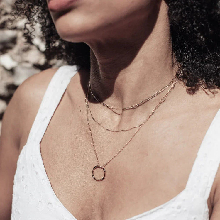 Open Circle Three Row Necklace — view 4