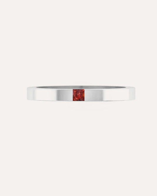 Princess-Cut Birthstone Band Ring in sterling silver, your birthstone set in the band
