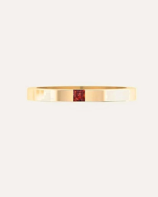 Princess-Cut Birthstone Band Ring in gold, your birthstone set in the band