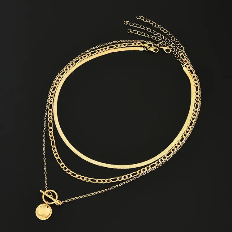Savira Textured Coin Layered Necklace — view 6