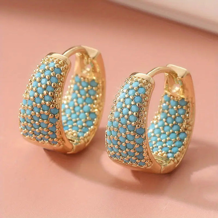 Turquoise Beaded Hoop Earrings — view 2