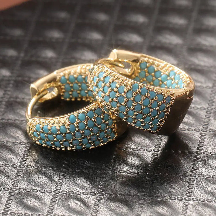 Turquoise Beaded Hoop Earrings — view 4